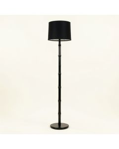 Birch Bridge Floor Lamp With A Plain Fabric Shade - Black (synthetic illustration; no displayed measurements)