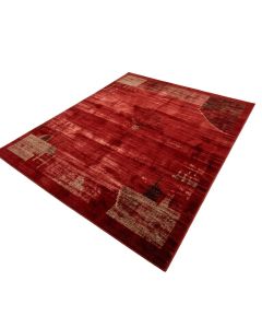 Abstract Power Loom Wool/Polyester Red Area Rug