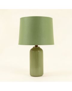 Spruce Brook Table Lamp With A Plain Fabric Shade - Green (synthetic illustration; no displayed measurements)