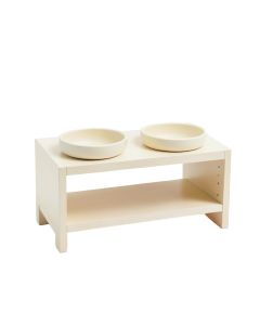Meadow Edge Pet Feeding Stand With Two Plain Empty Bowls - Cream