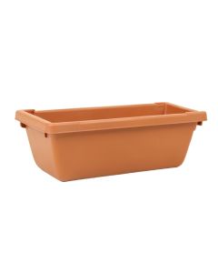 River Brook Empty Railing Planter With Integral Brackets - Terracotta (synthetic illustration; no displayed measurements)
