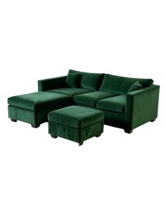 Zaida 104 '' Wide Velvet Reversible Sofa & Chaise With Ottoman