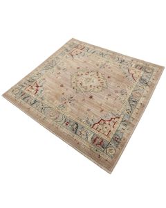 Wais Oriental Machine Made Power Loom Wool/Polyester Beige/Gray/Red Area Rug