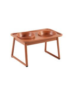 Lake Brook Pet Feeding Stand With Two Plain Empty Bowls - Terracotta (synthetic illustration; no displayed measurements)