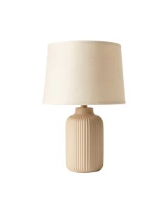 Pine Bend Table Lamp With A Plain Fabric Shade - Beige (synthetic illustration; no displayed measurements)