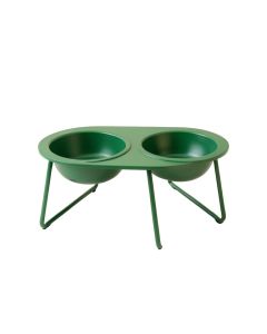 Dune Brook Pet Feeding Stand With Two Plain Empty Bowls - Green