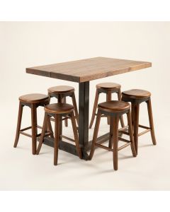 5 Piece Counter Height Dining Table Set , Industrial Style Bar Pub Table With 4 Bar Stools (synthetic illustration; no displayed measurements)
