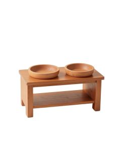 Heath Crest Pet Feeding Stand With Two Plain Empty Bowls - Terracotta