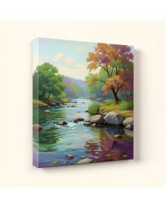 River And Stones Ii Painting Print On Wrapped Canvas (synthetic illustration; no displayed measurements)