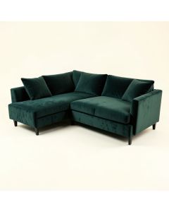 115 '' Wide Reversible L-Shaped Velvet Sofa And Chaise With 2 Pillows (synthetic illustration; no displayed measurements)