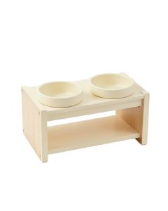 Dune Dale Pet Feeding Stand With Two Plain Empty Bowls - Cream (synthetic illustration; no displayed measurements)