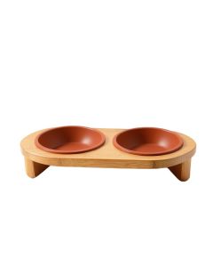 Meadow Dale Pet Feeding Stand With Two Plain Empty Bowls - Terracotta (synthetic illustration; no displayed measurements)