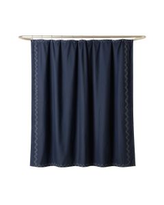 Vale Edge Shower Curtain Hanging Flat From A Plain Rod - Navy