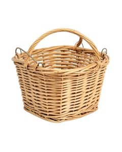 Hyacinth And Wood Handled Wicker Basket