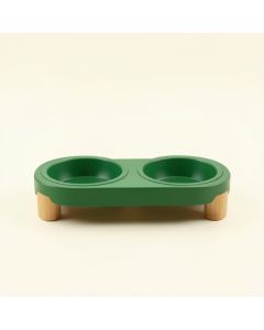 Holly Arc Pet Feeding Stand With Two Plain Empty Bowls (synthetic illustration; no displayed measurements)