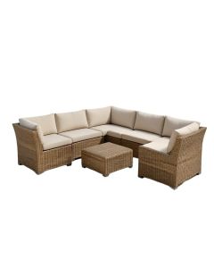 Outdoor Patio 4 Piece Rattan Sectional Seating Group With Cushions