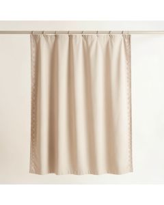 Oak Dale Shower Curtain Hanging Flat From A Plain Rod - Beige (synthetic illustration; no displayed measurements)