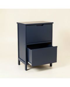 Oak Arc Freestanding Pull-Out Hamper Cabinet - Navy (synthetic illustration; no displayed measurements)