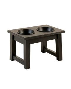 Ridge Edge Pet Feeding Stand With Two Plain Empty Bowls - Black