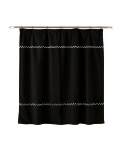 Cliff Edge Shower Curtain Hanging Flat From A Plain Rod - Black