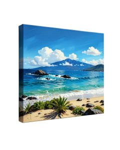 Skyline Series : Honolulu , Hawaii , Usa On Blue Painting Print On Wrapped Canvas (synthetic illustration; no displayed measurements)
