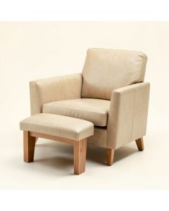 Faux Leather Single Sofa Accent Chair With Ottoman Foot Rest (synthetic illustration; no displayed measurements)