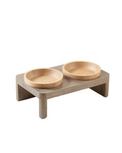 Dune Field Pet Feeding Stand With Two Plain Empty Bowls - Gray