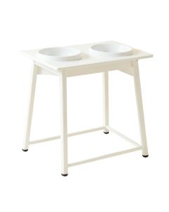 Cove Bridge Pet Feeding Stand With Two Plain Empty Bowls - White (synthetic illustration; no displayed measurements)