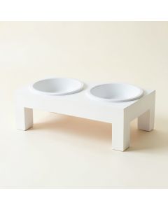 Glen Bend Pet Feeding Stand With Two Plain Empty Bowls - White (synthetic illustration; no displayed measurements)
