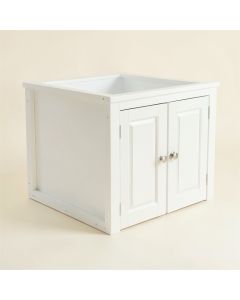 Wren Dell Empty Furniture-Style Litter Enclosure - White (synthetic illustration; no displayed measurements)
