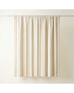 Meadow Dell Shower Curtain Hanging Flat From A Plain Rod - Cream (synthetic illustration; no displayed measurements)