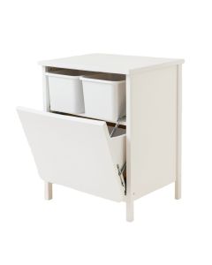 Slate Arc Freestanding Pull-Out Hamper Cabinet - White