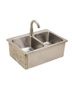 Kohler Tailor Large Double Basin Stainless Steel Sink With Etched Stone Insert