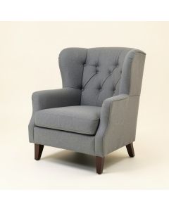 Tufted Cotton Upholstered Wingback Arm Chair In Gray (synthetic illustration; no displayed measurements)