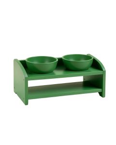 Spruce Edge Pet Feeding Stand With Two Plain Empty Bowls - Green