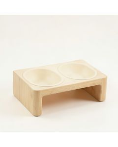 Brook Bridge Pet Feeding Stand With Two Plain Empty Bowls - Cream (synthetic illustration; no displayed measurements)