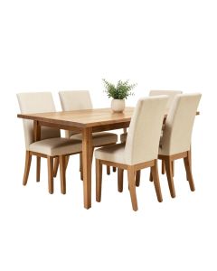 Hallas Butterfly Leaf Rubberwood Solid Wood Dining Set