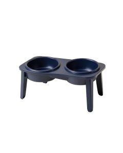 Reed Brook Pet Feeding Stand With Two Plain Empty Bowls - Navy (synthetic illustration; no displayed measurements)