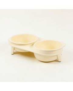 Hazel Crest Pet Feeding Stand With Two Plain Empty Bowls - Cream (synthetic illustration; no displayed measurements)
