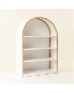 Dawn Arc Freestanding Bookcase (synthetic illustration; no displayed measurements)