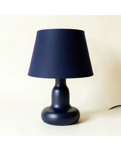 Stone Arc Table Lamp With A Plain Fabric Shade - Navy (synthetic illustration; no displayed measurements)