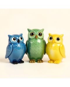3 Piece Wise Owl Figurine Set (synthetic illustration; no displayed measurements)