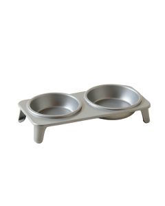 Olive Bridge Pet Feeding Stand With Two Plain Empty Bowls - Gray (synthetic illustration; no displayed measurements)