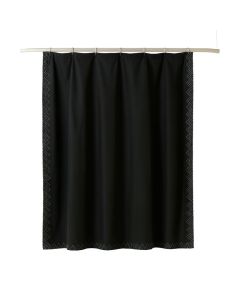 Laurel Dell Shower Curtain Hanging Flat From A Plain Rod - Black