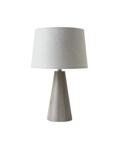 Linden Arc Table Lamp With A Plain Fabric Shade - Gray (synthetic illustration; no displayed measurements)