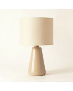 Fern Crest Table Lamp With A Plain Fabric Shade - Beige (synthetic illustration; no displayed measurements)