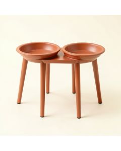 Birch Crest Pet Feeding Stand With Two Plain Empty Bowls - Terracotta (synthetic illustration; no displayed measurements)