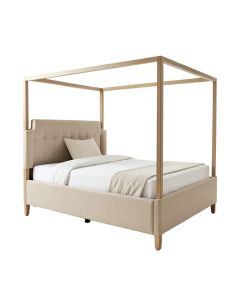 Melway Queen Upholstered Low Profile Four Poster Bed