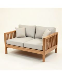 Galvan 56.94 '' Wide Teak Patio Sofa With Cushions (synthetic illustration; no displayed measurements)