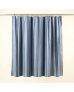 Birch Canyon Shower Curtain Hanging Flat From A Plain Rod - Blue (synthetic illustration; no displayed measurements)
